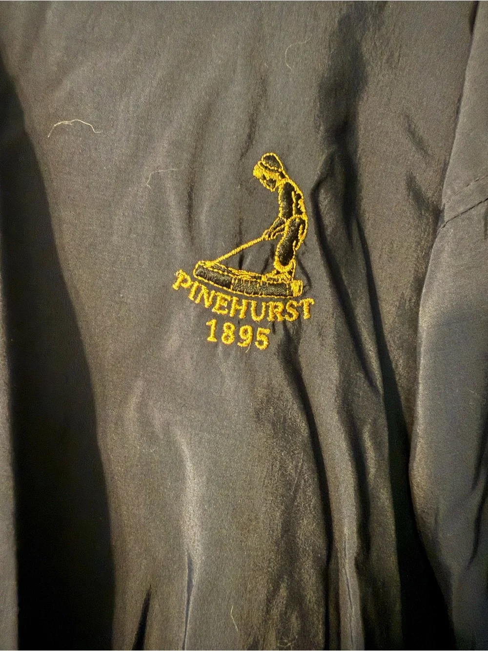 Vintage Pinehurst 1895 Golf Windbreaker Pullover USA Made V-Neck Mens XL Black